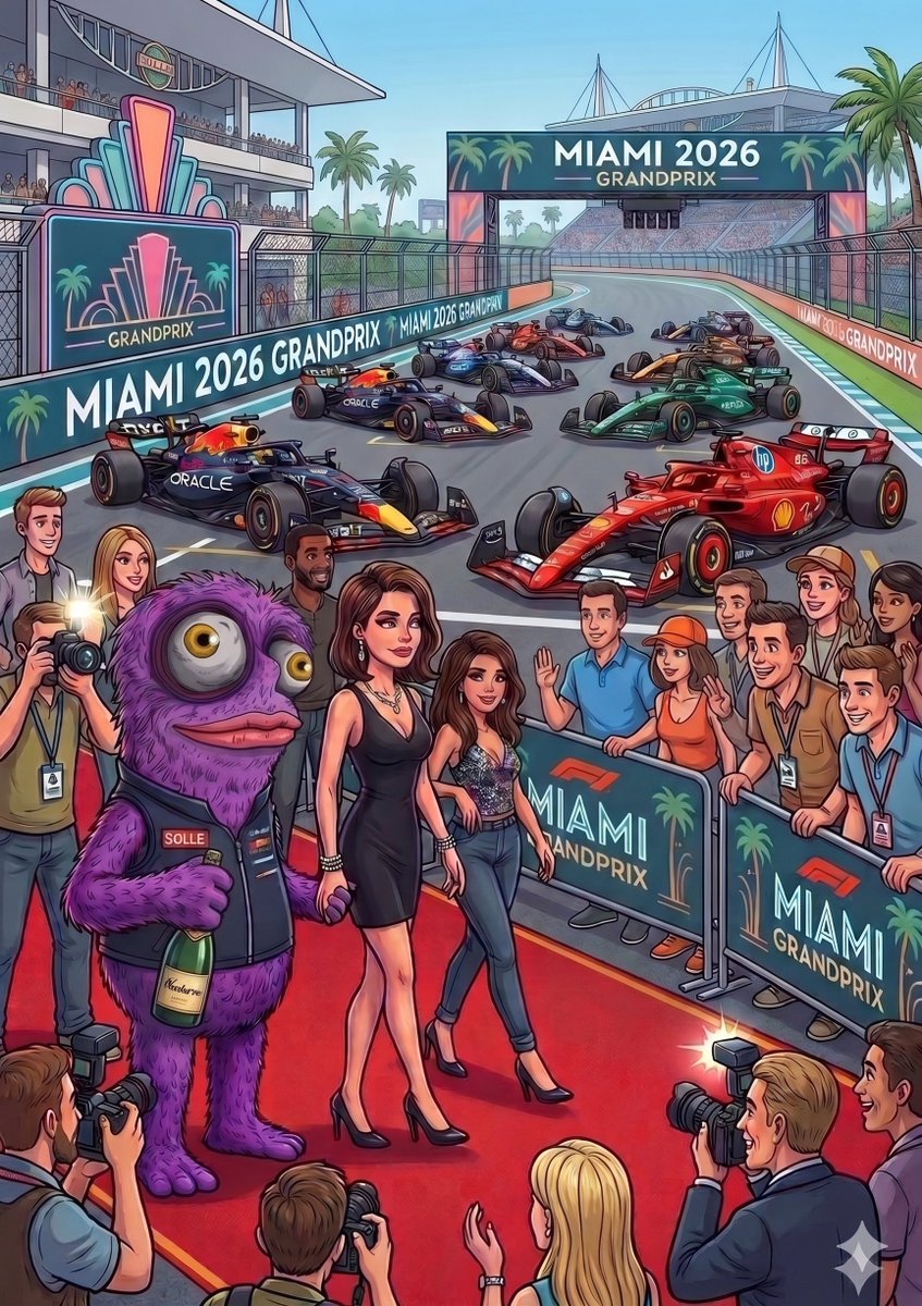 sollememe's tweet photo. After a night of fun and frolics Solle and his new found friends arrived at the #MiamiGP in good time for the #F1 race. 

But where was Beverly?

Alas, Beverly must have had one too many the night before and decided to stay at the hotel to sleep it off.

Poor Solle! Leaving him all alone with his new frens! 

Anyone would be forgiven for thinking that he was enjoying Beverly being sick and not able to make the race...

#RaceDay #GridWalk #MiamiGP #FormulaOne #FormulaThreesome #PoorBeverly #FunAndFrolicsOfTheRightFormula #KinkyCrypto #SOLANA