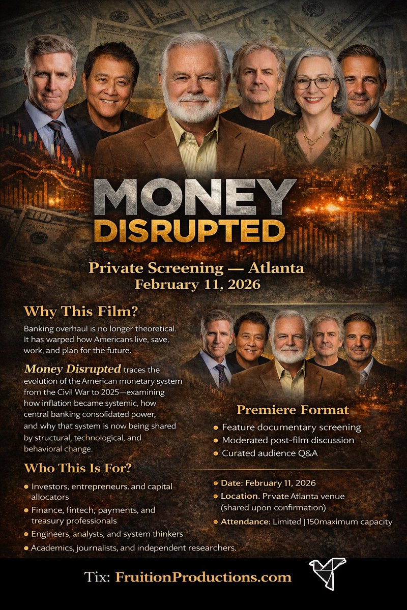 KuwlShow's tweet photo. NOW, more than ever, let’s push even harder to show the world why “MONEY DISRUPTED” so brilliantly details the “ghost in the machine” that has long been deceiving, dividing, hoarding and killing mankind for its’ control.

Thank you: @Fruition_Films
Grateful: @GEdward_Griffin
GOAT: @realDonaldTrump
Goodbye: @federalreserve 

Watch: https://t.co/zlY3f6KCZu