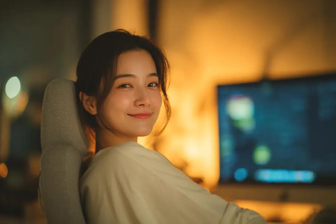 Golden-Hued Home Portrait of a Young Woman - PromptGather image 1
