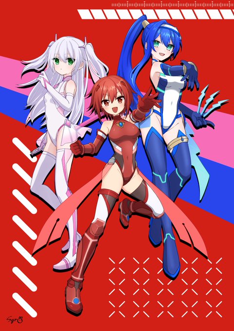skebで依頼した うちの子変身ヒロイン達のイラストが 納品されました! 「ついに3人揃った!うちのこ変身ヒロインズ!」 ※次リプで絵師様紹介になります また、各位3人の個別単品イラストもあります。