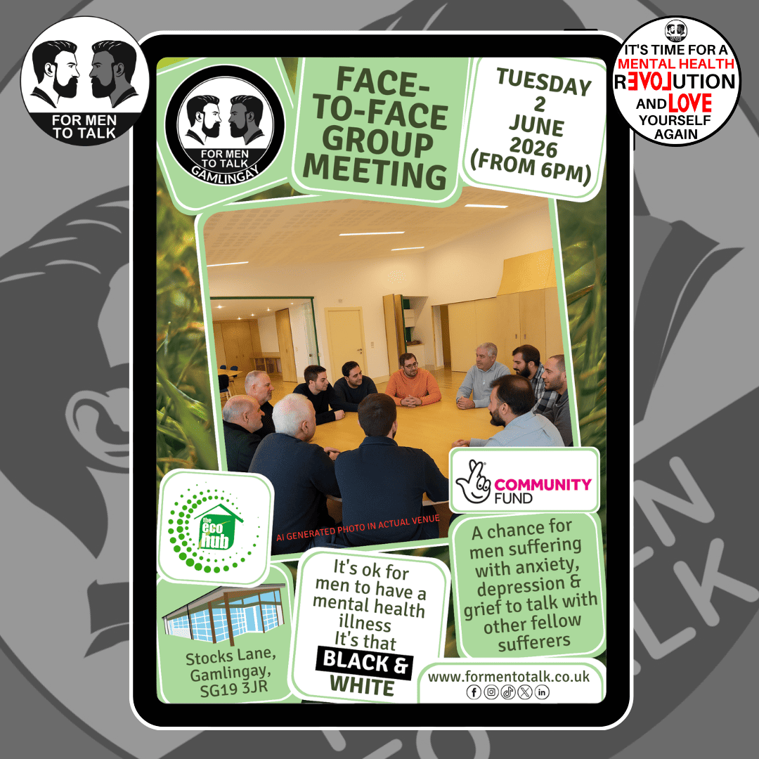 ForMenToTalk's tweet photo. Join @formentotalk #Gamlingay tomorrow (Tuesday 2 June 2026), 6pm @GamlingayEcohub. Connect with others navigating mental health journeys. Your voice matters. #mensmentalhealth #mentalhealth #mentalhealthawareness #menshealth #mentalhealthmatters https://t.co/q0mYhMe6HU
