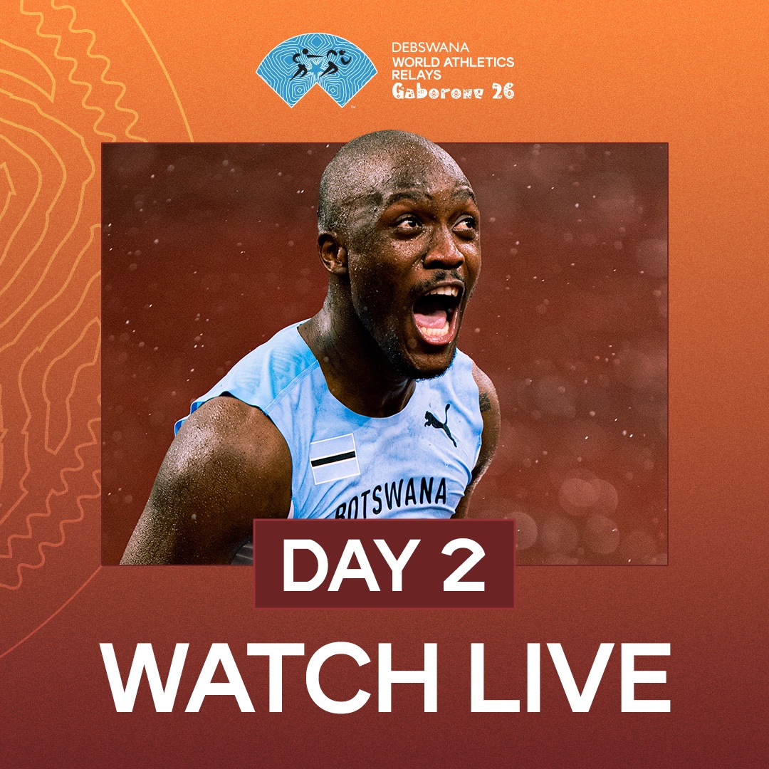 WorldAthletics's tweet photo. Day two is here ⚡

Finals and qualification spots for the #WorldAthleticsChamps and #UltimateChamps are on the line in Gaborone 🇧🇼

Watch the #WorldRelays live now 👉 https://t.co/7oMwldlyfG https://t.co/o6oRG8o76K