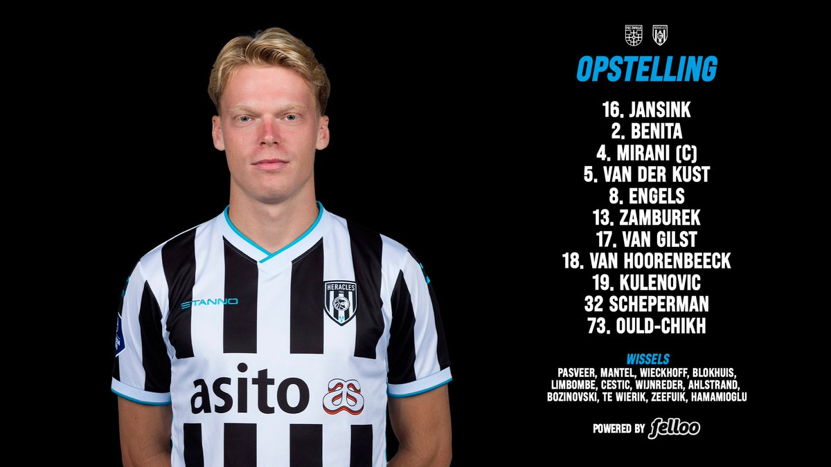HeraclesAlmelo's tweet photo. ⚫️⚪️ Opstelling

#PECHER #WijZijnHeracles https://t.co/OHG2d43AQk