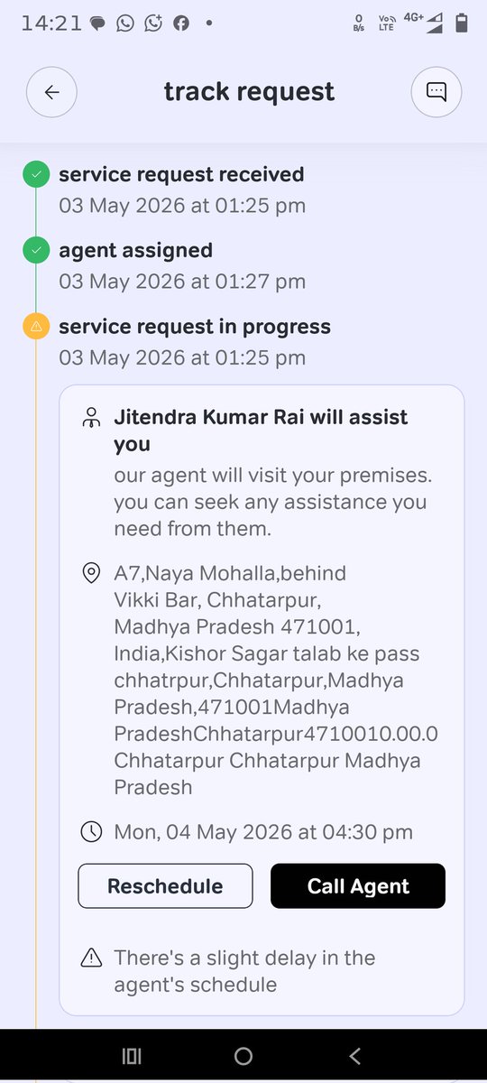 dramitji's tweet image. Poor response from 
@Airtel_Presence 
Instead of prompt resolution, service request delayed.
However, the fault caused due to tempered by #airtel #tech #team
