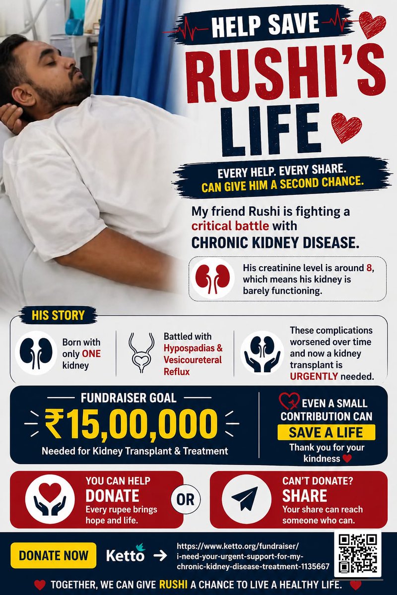 GunjanT64420537's tweet image. ketto.org/fundraiser/i-n…
@BeingSalmanKhan @KidneyDiseaseFm @MoHFW_INDIA @PMOIndia @GitaInspire @KCP_tweets @kamaldshah
#savesomeonelife #crowdfunding