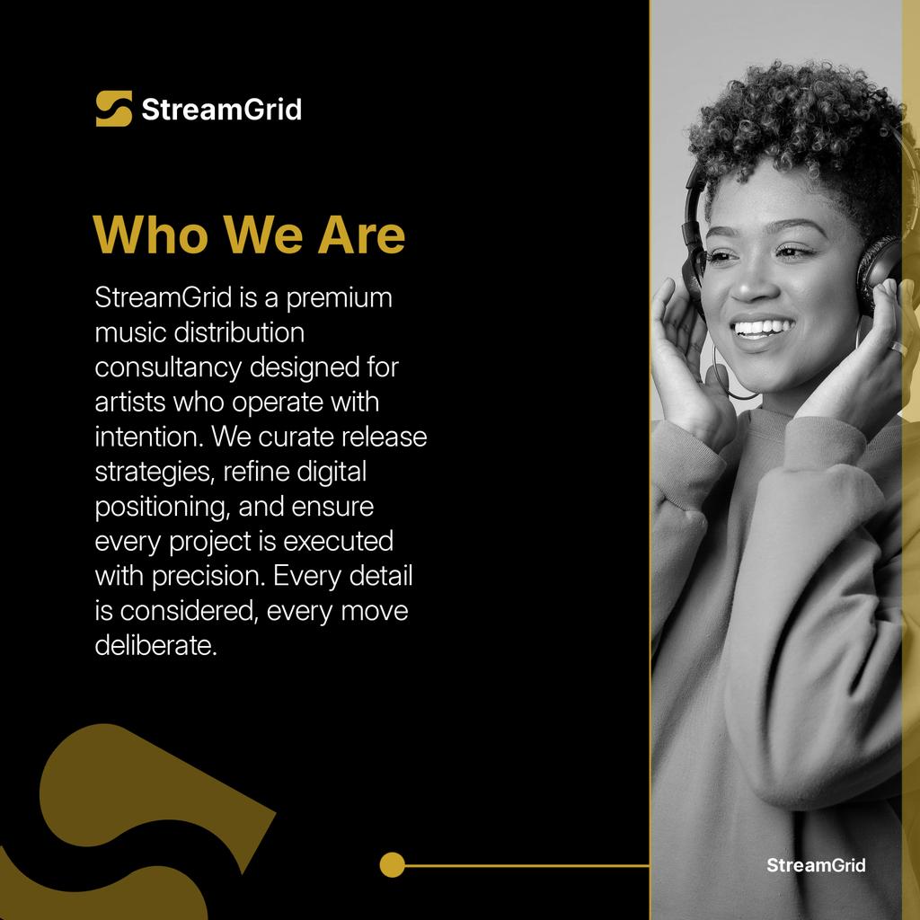 StreamGridHQ's tweet photo. Who We Are

StreamGrid is a premium music distribution consultancy designed for artists who operate with intention. We curate release strategies, refine digital positioning, and ensure every project is executed with precision. Every detail is considered, every move deliberate. https://t.co/djnsypSlsh