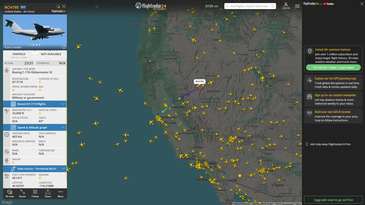AIYeyENGDdJkjTr's tweet image. May 3, 2026
#Fairfield Travis Air Force Base ==&amp;gt; #Portsmouth ANGB

#RCH795 #AE1471 USAF C-17A Globemaster III