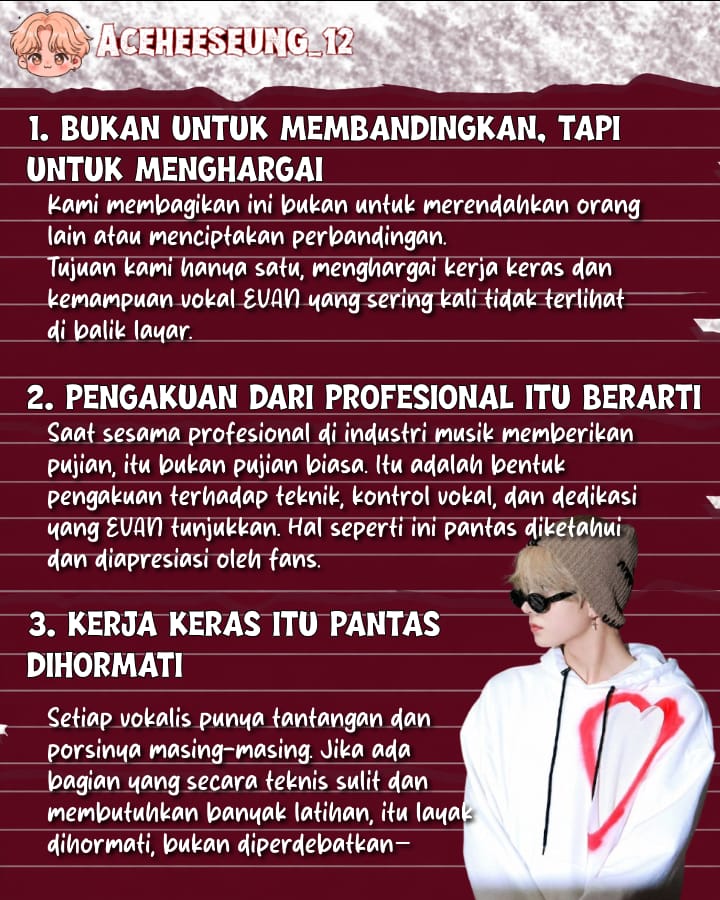 aceevan_12's tweet photo. 030526 NOTICE

Baru-baru ini ada pengakuan langsung dari dua vokalis profesional yang bekerja di lagu Fate, yaitu Jacob Aaron dan Jeong Jinwoo.  

Keduanya secara terbuka mengkonfirmasi bahwa vokal sirene ikonik dalam lagu tersebut memang dibawakan—

#희승 #HEESEUNG #EVAN #에반 https://t.co/Xp9WngpcOa