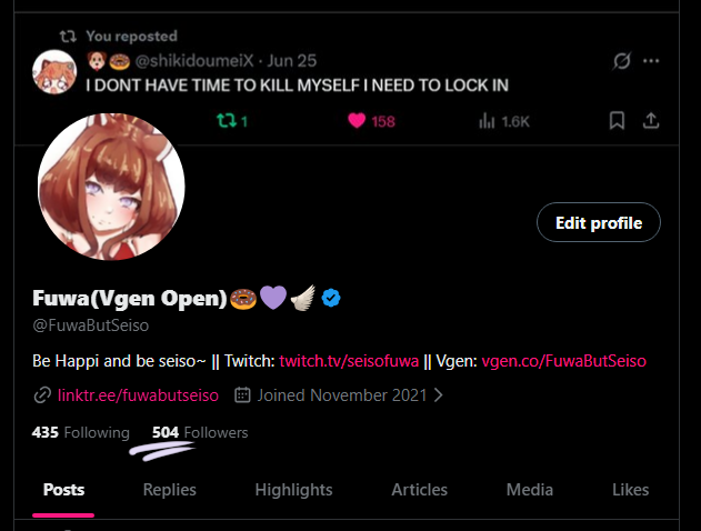 Fuwa(Vgen Open)🍩💜🪽 tweet media