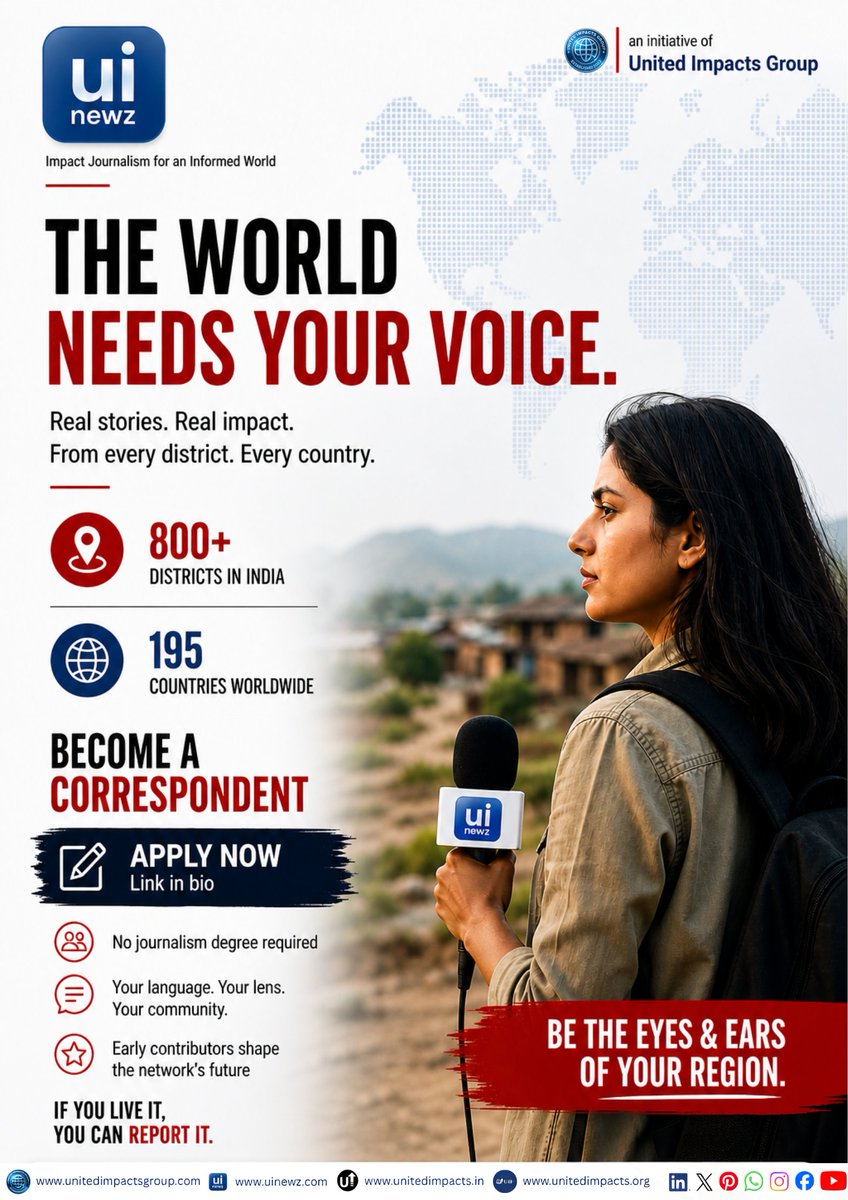 UI_NEWZ's tweet image. 📡We're building one of the most ambitious correspondent networks ever attempted -

🇮🇳 𝟴𝟬𝟬+ 𝗱𝗶𝘀𝘁𝗿𝗶𝗰𝘁𝘀 𝗮𝗰𝗿𝗼𝘀𝘀 𝗜𝗻𝗱𝗶𝗮 🌍𝟭𝟵𝟱 𝗰𝗼𝘂𝗻𝘁𝗿𝗶𝗲𝘀 𝘄𝗼𝗿𝗹𝗱𝘄𝗶𝗱𝗲

𝗔𝗽𝗽𝗹𝘆 𝗻𝗼𝘄: shorturl.at/ycBUo

#ImpactJournalism #CitizenJournalism #Opportunity