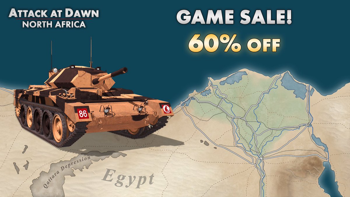 pz_div_games's tweet image. 📢GAME SALE 📢Attack at Dawn: North Africa is at 60% SALE!💥Buy here:  zurl.co/pdCwm 

#steamsale #steam #madewithunity #strategygame #pcgaming #indiegame #WW2 #maps