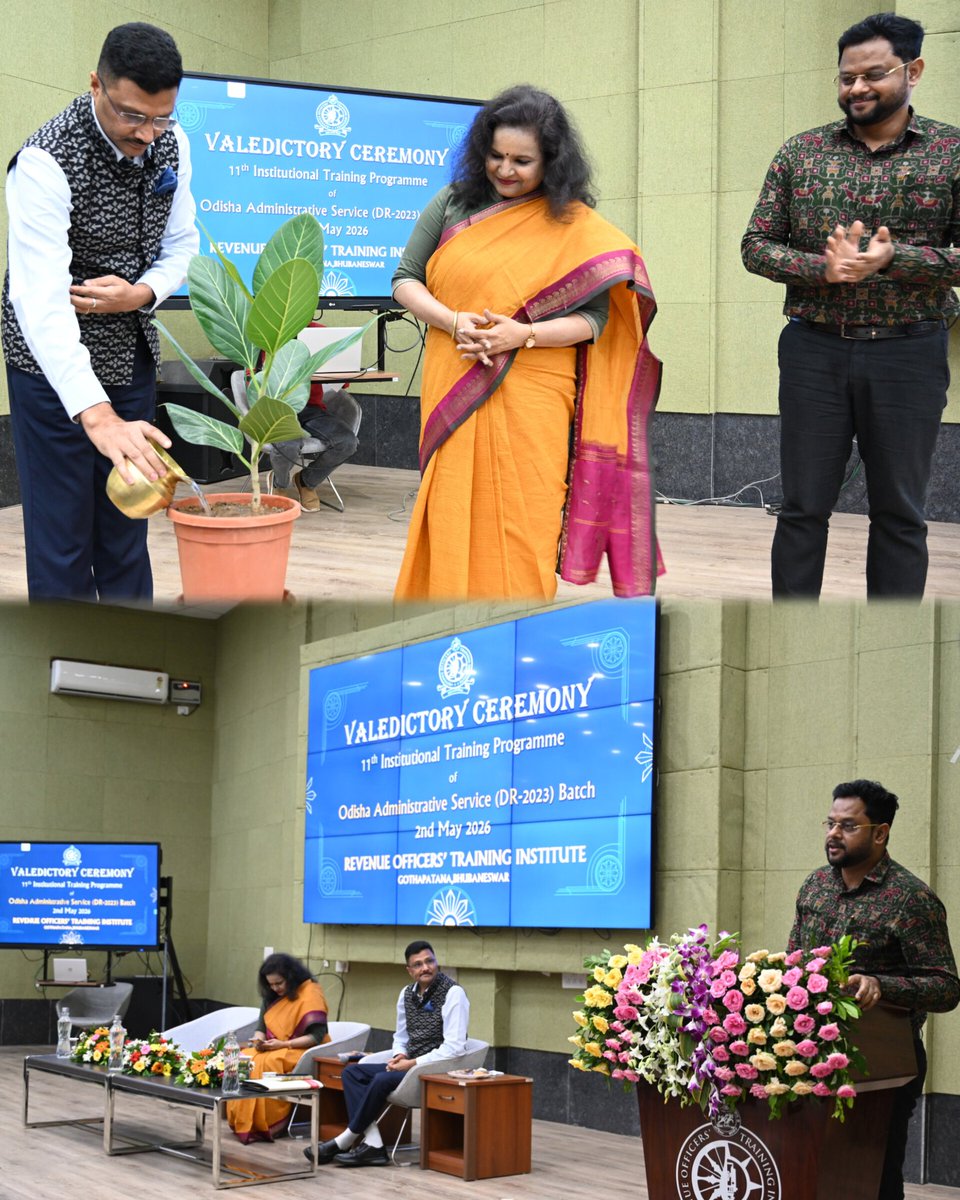 OfficersRevenue's tweet photo. Celebrating the successful 4-week training completion of 30 OAS (DR-2023) probationers at ROTI, Gothapatana! Chief Secretary Smt.Anu Garg, IAS addressed the officers, emphasizing Vision-2036 and the 7-S model for a Viksit Odisha.
@rdmodisha @_anugarg @arvindpadhee @DigantaRoutroy https://t.co/8IMXUqg5Kn