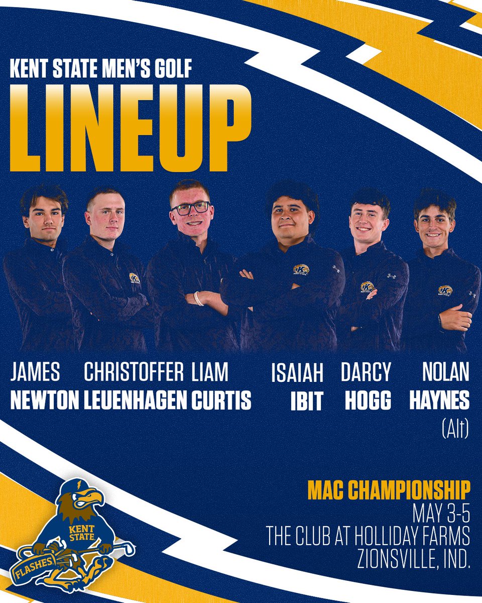 KentStGolf's tweet photo. The lineup for this week's Mid-American Conference Championship.

#GoFlashes⚡ https://t.co/wgwVMmPik1