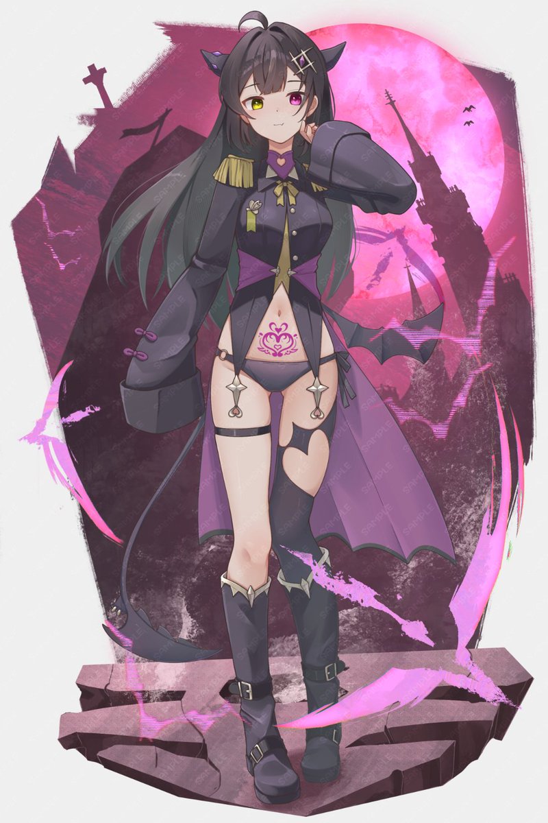 夜魔様のイラスト用＊ 悪魔ちゃんの絵背景まで描いた😈