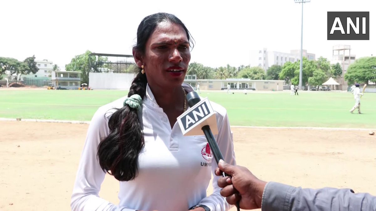 ANI's tweet image. Coimbatore, Tamil Nadu | Rithika Sri, who was born as R Muthuraj in Salem, and later transitioned and now identifies as a transwoman, has etched history by becoming Tamil Nadu’s first transgender cricket umpire.

She says, "In 2019, when I was working in Mohali, I used to watch