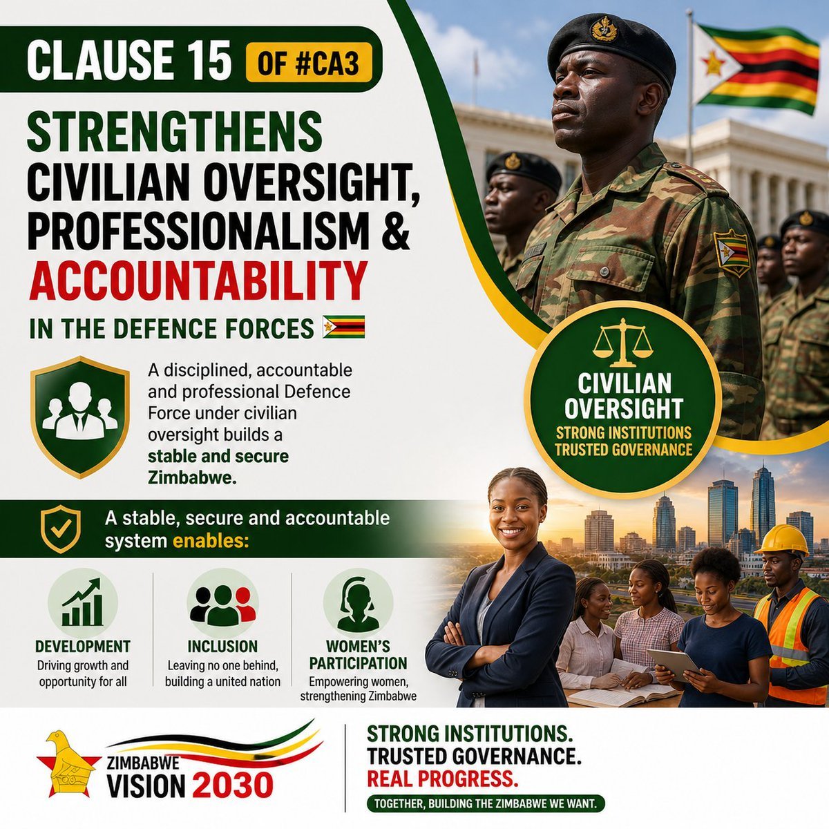 the_Melanin13's tweet image. Clause 15: Strengthening Accountability, Enhancing Trust, and Building an Inclusive Zimbabwe.
​The Constitution of Zimbabwe (#CA3) is the foundation of our democracy and the framework for national progress. As we work toward #Vision2030, a central priority is the continuous