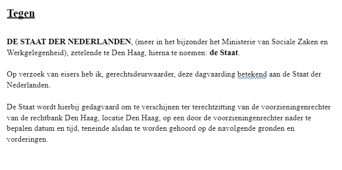 akclaim90471's tweet photo. Gezocht:
Medestanders met een lopende WIA-uitkering van minimaal €3431,27 per maand exclusief vakantiegeld voor het dagvaarden van de Staat in verband met het voornemen om het #maximumdagloon met 20% te verlagen.
De dagvaarding is inmiddels grotendeels in concept gereed. Ik erken onmiddellijk dat er mitsen en maren zijn, maar het gaat om het afgeven van een signaal aan de politiek dat arbeidsongeschikten niet langer met zich laten sollen.
Je kunt je bij mij melden via DM of per e-mail via info@wiaclaim.nl .
Grondslagen:
7.1. Het handhaven en beleidsmatig bevorderen van het voornemen tot verlaging van het maximumdagloon met 20% is onrechtmatig jegens eisers.
7.1a.Schending van de maatschappelijke zorgvuldigheid.
7.2. Strijd met art. 1 EP EVRM.
7.2a. Nadere uitwerking: ontbrekende rechtvaardiging.
7.3. Strijd met art. 14 EVRM juncto art. 1 EP EVRM
7.4. Strijd met art. 9 juncto art. 2 lid 1 ICESCR.
7.5. Strijd met art. 28 CRPD,
7.6. Strijd met art. 12 ESH
7.7. Strijd met ILO-Verdragen nrs. 102, 121 en 128.
7.8. Strijd met het rechtszekerheids- en vertrouwensbeginsel.
7.9. Conclusie onrechtmatigheid. Het handhaven en verder voorbereiden van het beleidsvoornemen is, gelet op de strijdigheid met de onder 7.2 tot en met 7.8 genoemde normen in onderling verband bezien, onrechtmatig in de zin van art. 6:162 BW. Dit onrechtmatig handelen treft eisers rechtstreeks in hun vermogensrechtelijke positie, hun aanspraken op sociale bescherming en hun rechtszekerheid.
#wiaclaim #wia #dagvaarding