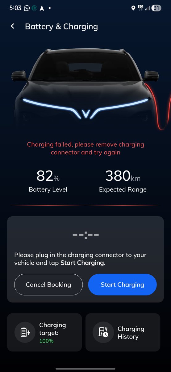 umeshvenkat80's tweet photo. @VinFastIN claiming to provide free charging. Today I tried one from their app. It's showing free but at the charger it's not authenticating. Is free charge real or fake? https://t.co/pFOj7wQDmP