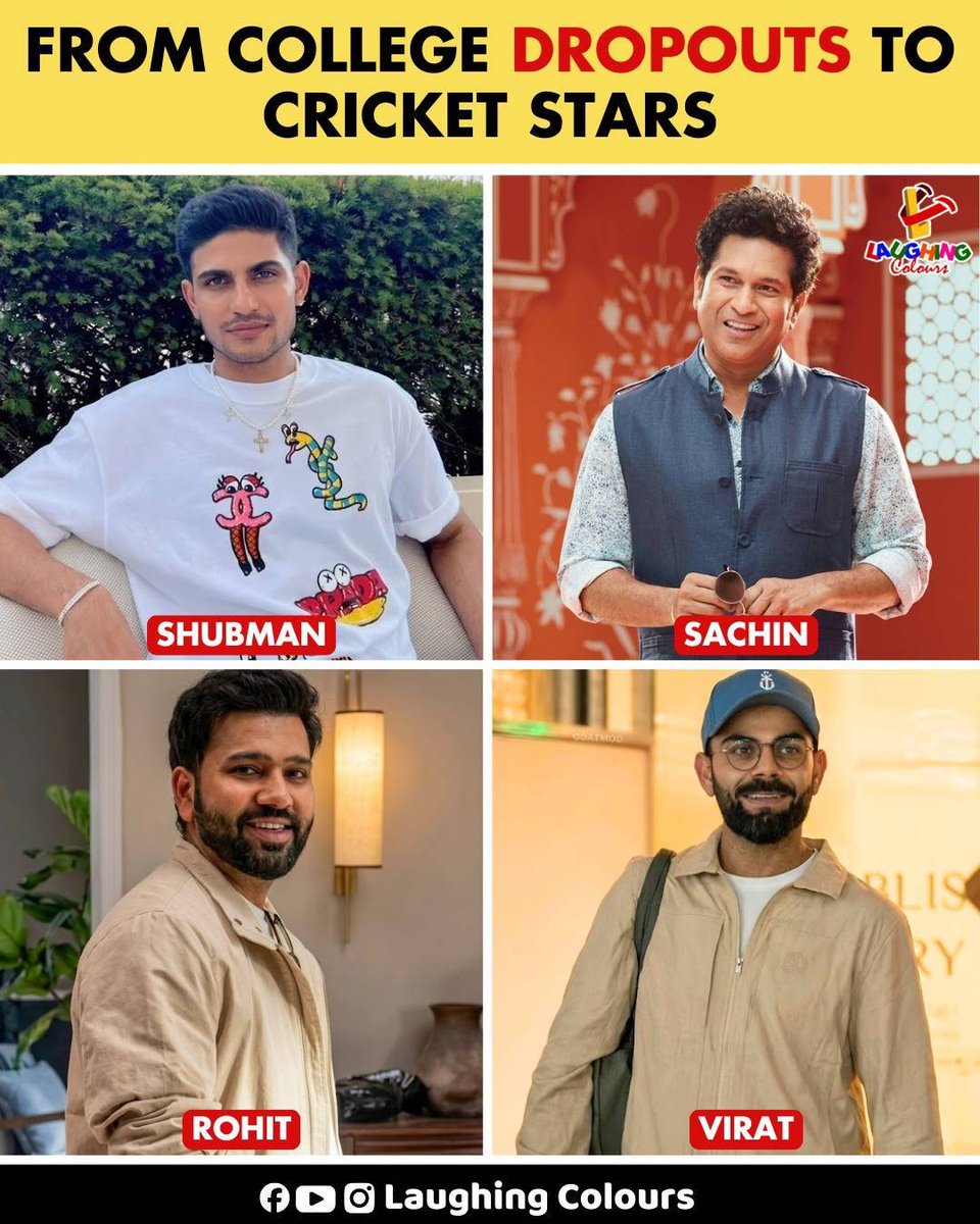 LaughingColours's tweet image. From dropouts to cricket legends 🏏

#CricketStars #Inspiration #SuccessStory #IndianCricket