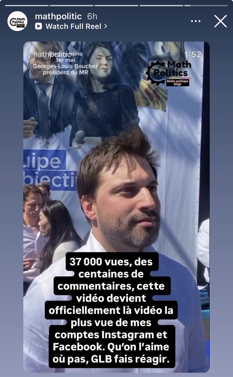 RogerTheShame's tweet photo. #MathPolitic est un « newsfluenceur » de gauche sur Instagram (une sorte de Yurbise blanc, en plus articulé).

Après avoir couvert le 1er Mai du MR à Blegny, il constate qu’une interview de @GLBouchez génère plus d’audience pour son média que n’importe quel autre politique. https://t.co/l8t9iXlS15