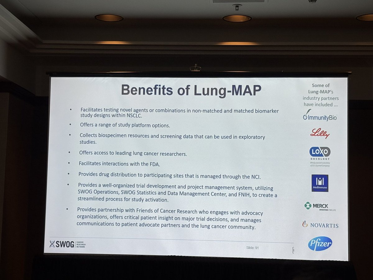 youngkwangchae's tweet photo. 🚀 Lung-MAP continues to redefine lung cancer trials. Updates presented at our Spring #SWOG lung committee meeting 2026.
A master protocol enabling biomarker-driven & non-match studies in NSCLC—testing targeted therapies, ADCs, and immunotherapy strategies.
💡 Why it matters:
• Flexible platform for rapid drug evaluation
• Broad collaboration (academia + industry + National Cancer Institute)
• Built-in biospecimen + data ecosystem
• Direct engagement with U.S. Food and Drug Administration
⚡ Impact:
• Faster activation → enrollment (~12 + 22 months)
• Nationwide reach + diverse participation
• Dozens of sub-studies, thousands screened
• Accelerating precision oncology at scale
#LungMAP #LungCancer #ClinicalTrials #PrecisionMedicine
@SWOG @SupportingSWOG @drgandara @DrRoyHerbst @ReckampK @JhanelleGray @CancerResrch @oncodaily @OncoAlert