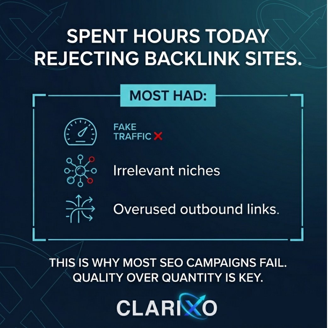 clarixo_co's tweet image. In SEO, it’s not about more backlinks — it’s about the right backlinks from authority sites with real traffic.

That’s where real results come from.

If you're working on SEO and want access to high-quality placements, DM “SEO”.

#SEO #Backlinks #LinkBuilding #SEOStrategy