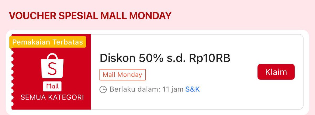 chrxsaa_'s tweet photo. Shopee Mall Monday
🗓 4 Mei
⏰ 00:00 (Restock: 06:00, 12:00, 18:00?)

📌 Voucher Diskon 50% s/d 10rb tanpa minbel

Klaim di sini 👉 https://t.co/rFtDRtmg5Q https://t.co/CUzFPIdXZj