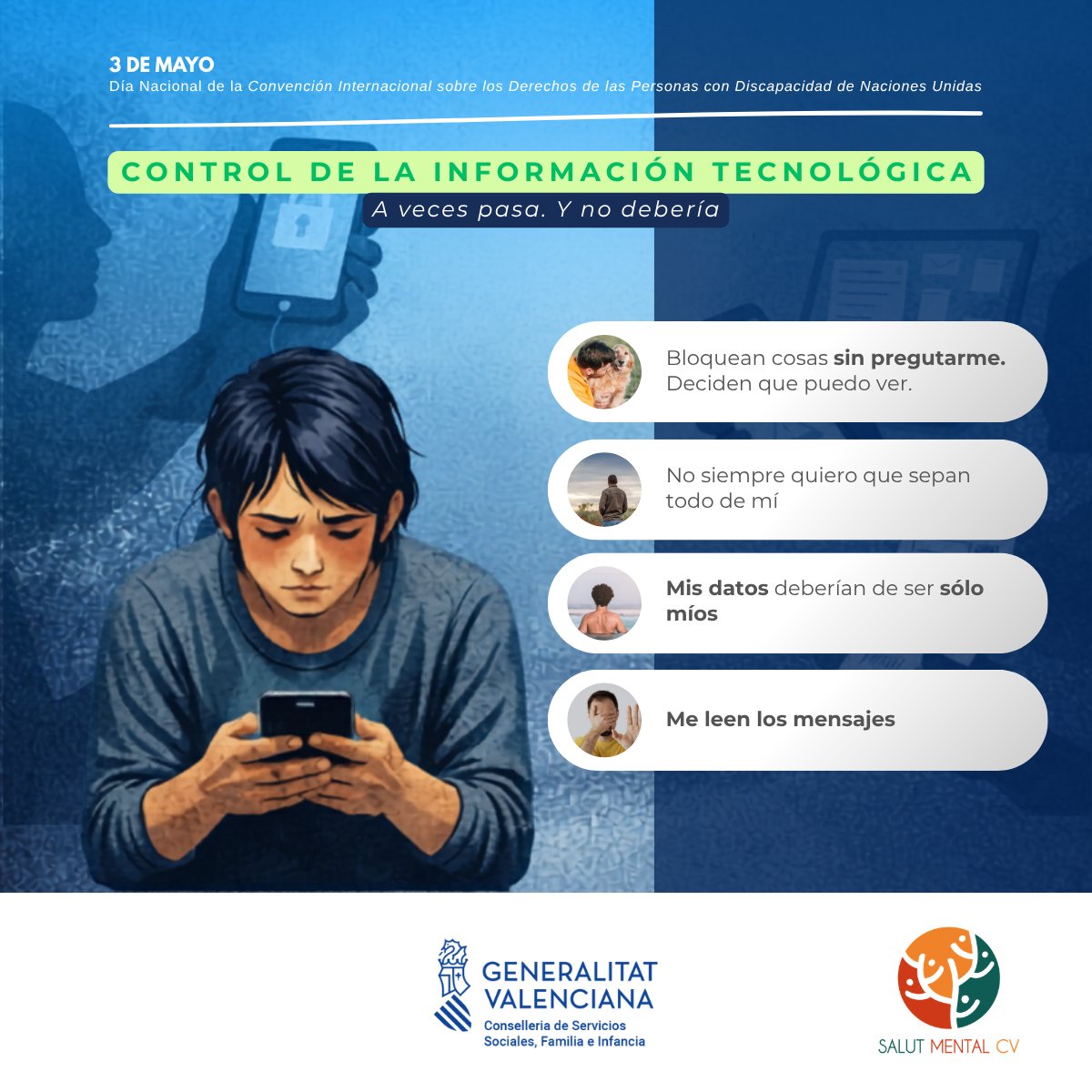 SalutMentalCV's tweet image. #AvecespasaYNoDebería
Que revisen tu móvil.
Que decidan qué puedes ver o compartir.
Que accedan a tu información sin preguntarte.
Aunque se haga “por tu bien” sigue siendo tu información.
Tener control sobre tus datos es tener control sobre tu vida.
#Privacidad #DerechosDigitales