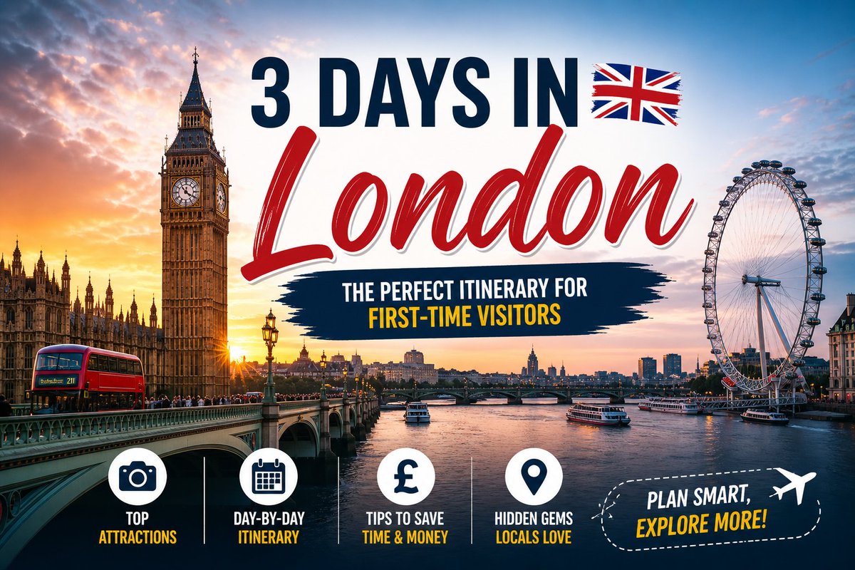 thequicktravel's tweet image. London in 3 days? 🇬🇧
Here’s the perfect itinerary for first-time visitors — no wasted time, no missed spots.
✔ Must-see attractions
✔ Smart day-by-day plan
✔ Hidden gems + money-saving tips

👉 Read the full guide:
 thequicktravel.com/3-days-in-lond…

#Travel #London #Guide #Itinerary