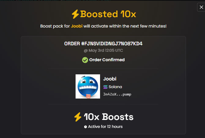joobidotfun's tweet photo. $Joobi is now boosted on @dexscreener 

https://t.co/DcfnNp4rxd https://t.co/49V3sA2MFV