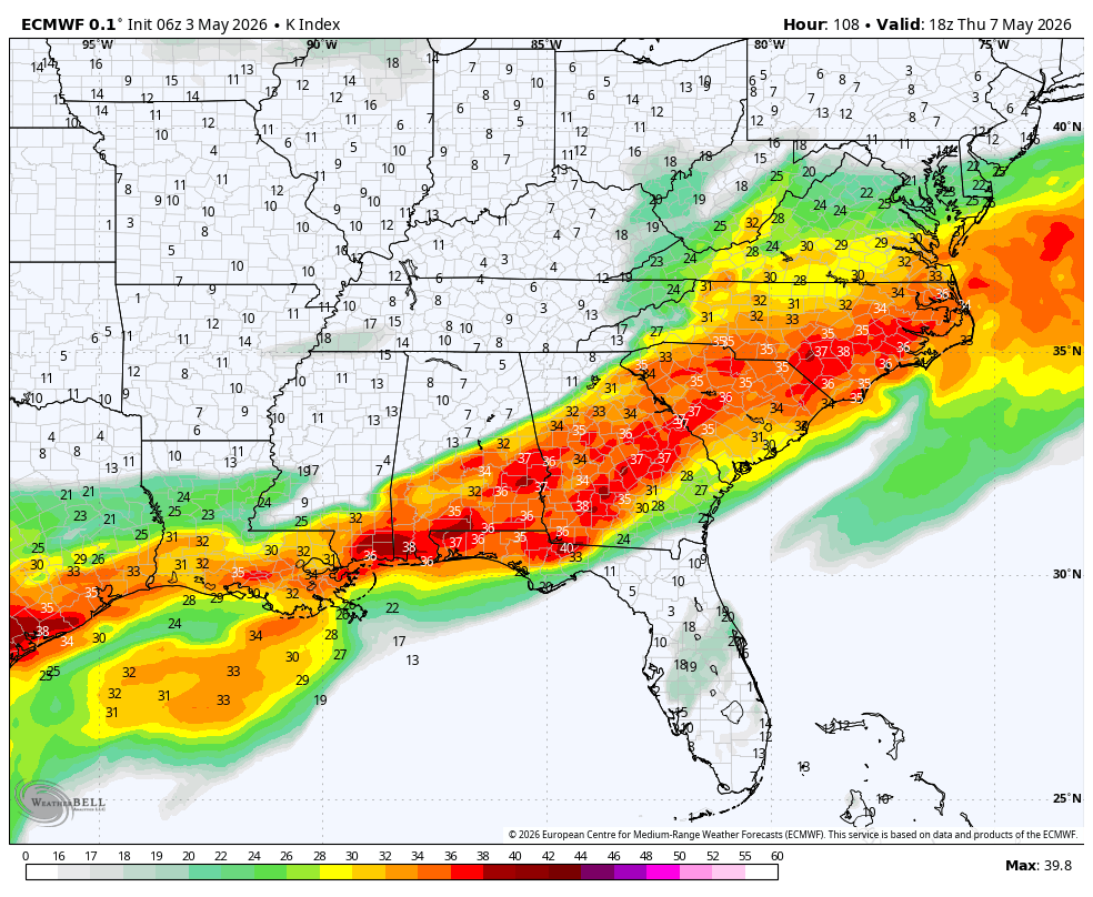 Stormy weather is expected this week across the South. Energy ahead of ...