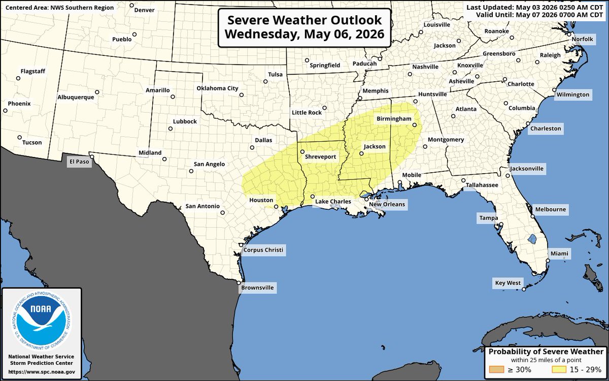 Stormy weather is expected this week across the South. Energy ahead of ...