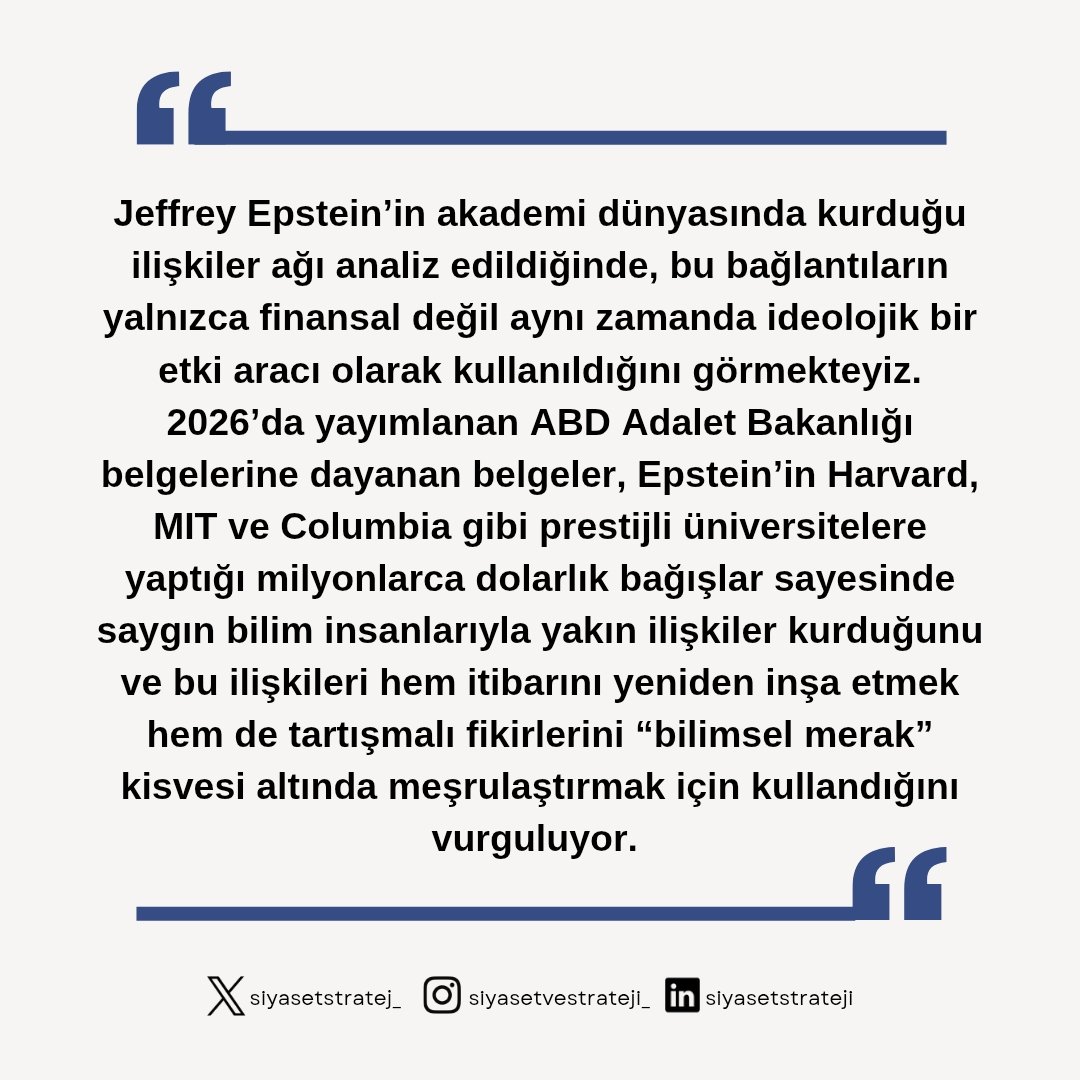 siyasetstratej_'s tweet image. 📌📚 Bilim Dünyasında Epstein Ağı: Akademideki Bağlantılarını Nasıl Kurdu? 

#epstein #politics #uluslararası #çocukistismarı #strateji