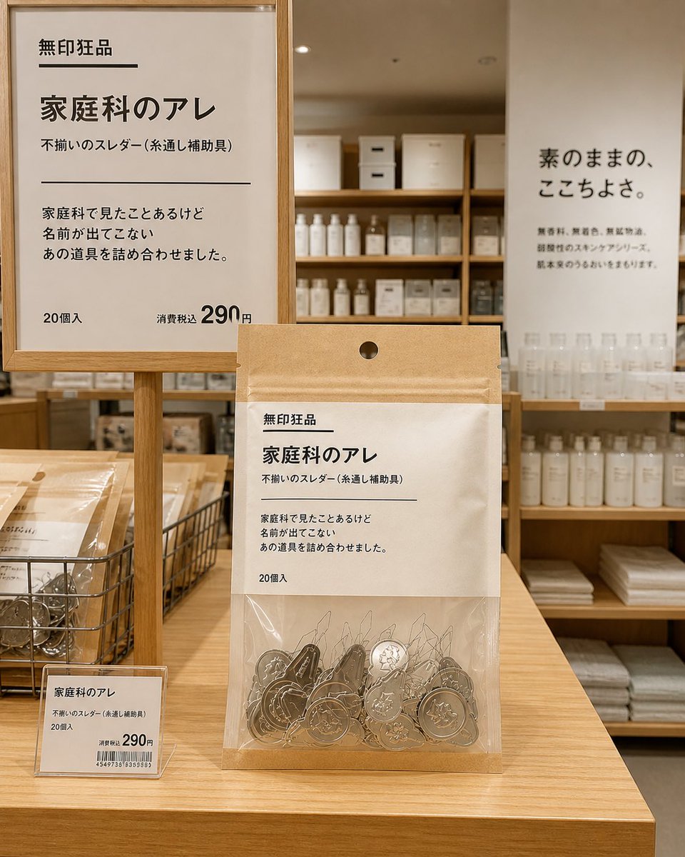 流行りに乗っかる私。
無印狂品 なるものを見つけたので、技術・家庭科っぽく。

やっぱりこれだろ。
みんなこれは欲しいだろ。

#無印狂品