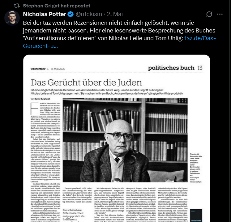 RandaleFischer's tweet image. ... "gängige Konflikte produktiv" zu machen, bedeutet im Kapitalismus ein Buch zum Thema "Antisemitismus" zu schreiben und sich schön dafür feiern zu lassen, aber nix wirklich gegen den Judenhass zu unternehmen... #potter #lelle #uhlig #bande