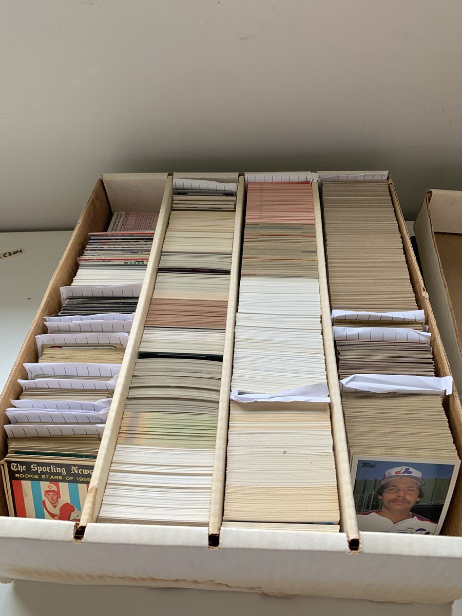 JoeBooh's tweet photo. I hit up some garage sales and saw a dingy white box under a table full of clothes.

The lady lady said “I have no idea what is in it they came with the house”.

I saw the front left corner and said “how much”?

Well, I got 5 cards needed for my 59 set! And other fun treasures. https://t.co/IhNJr7rh0v