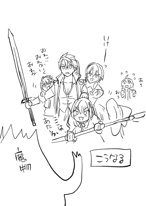 引率の先生と園児かな? 
