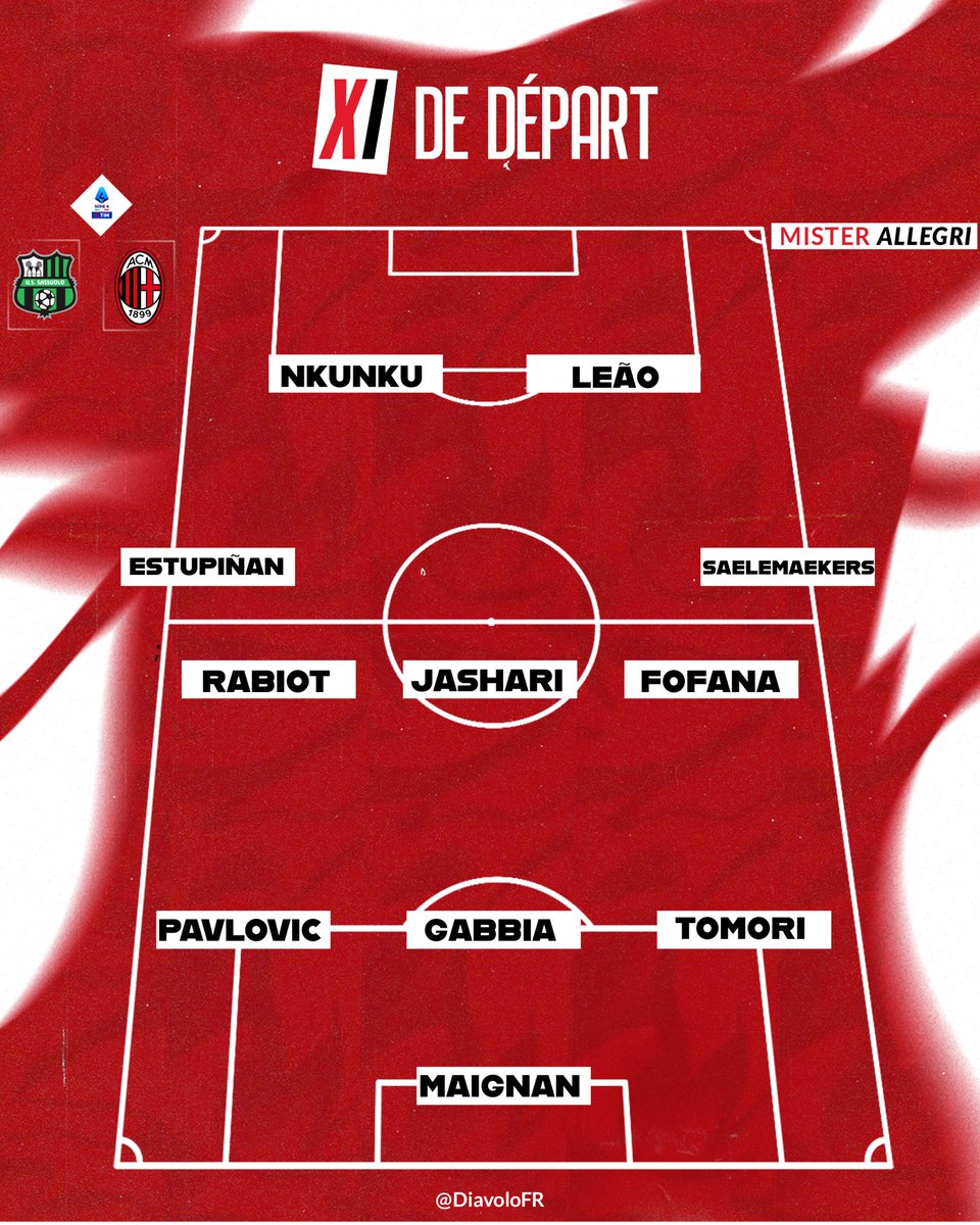 DiavoloFR's tweet image. 🚨Voici la compo officielle de l’AC Milan ! 🔴⚫️

#SassuoloMilan | #ForzaMilan