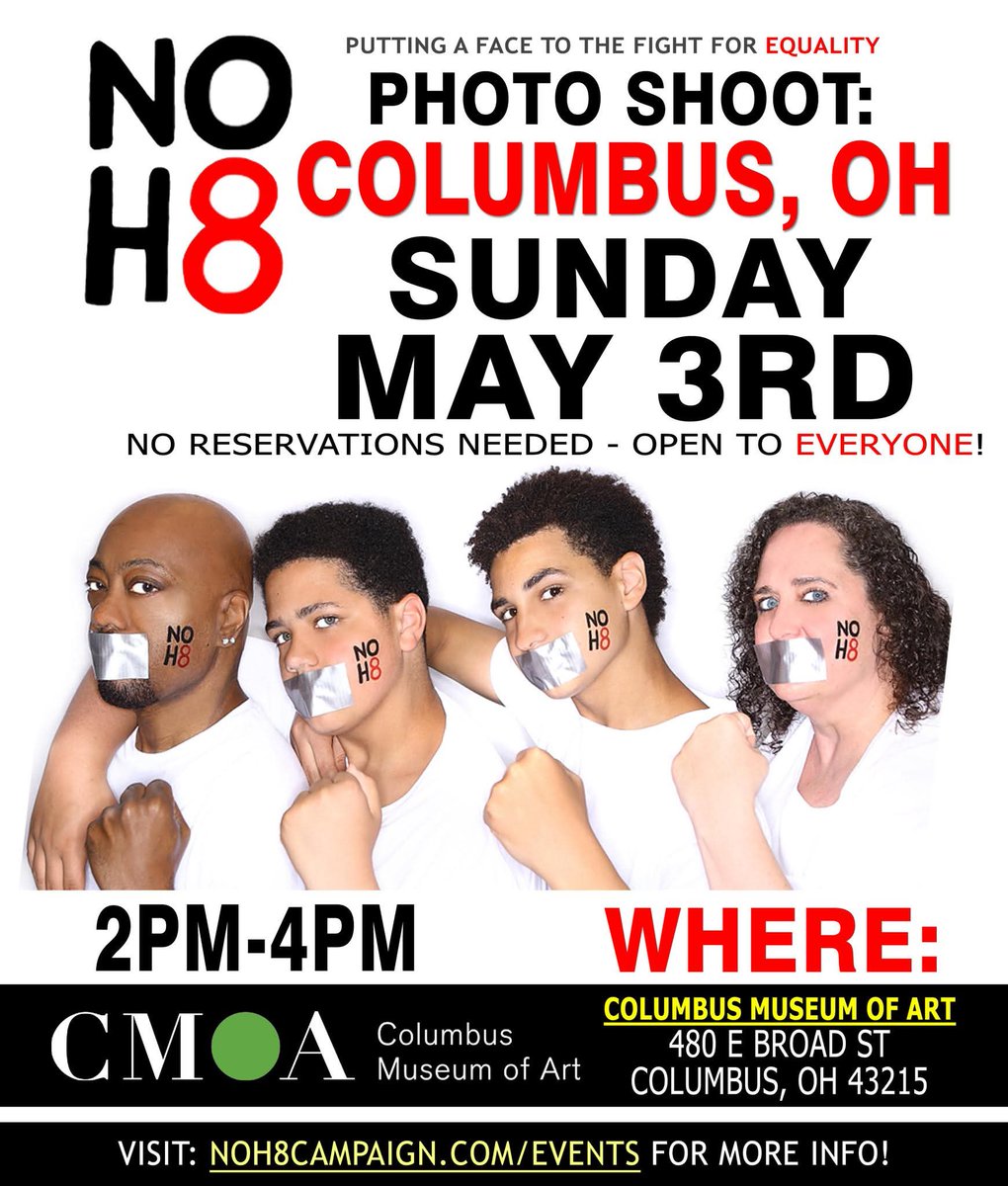 📣 REMINDER!! #NOH8 photo shoot TODAY (5/3) in Columbus, OH: tinyurl.com/znsaz298