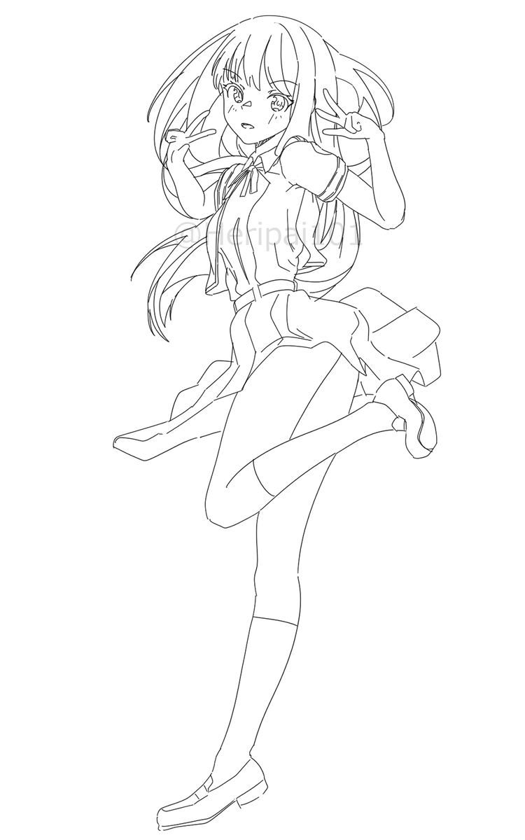 鉛筆画　女装 🖌️_(:3 」∠ )_