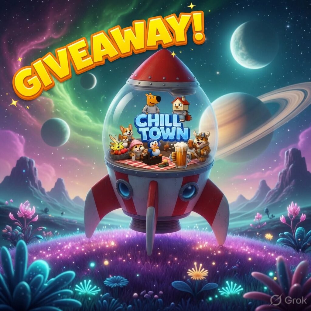 Got blessed with some $ChillTown <a href="/ChillTownSol/">Chill Town</a> on Solana… so I’m paying it forward.

2 winners. No bullshit.

💰 Prize:
– 2x winners
– Both get a bag of $ChillTown

How to enter:

Follow <a href="/ChillTownSol/">Chill Town</a> 
Give me a Follow
Like &amp; RT
Tag 2 legends

Will ask Grok to select two winners
