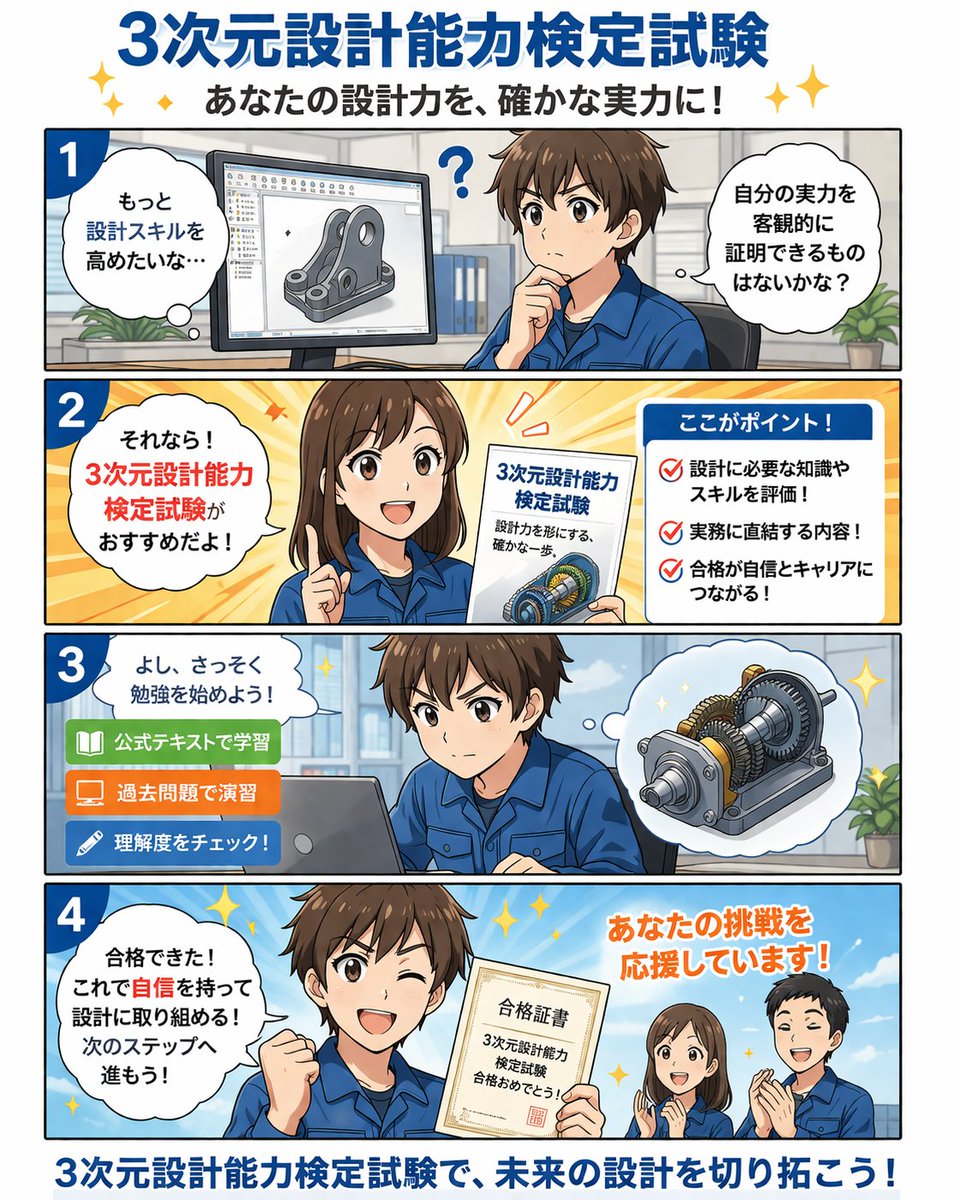 #3次元設計能力検定試験
あなたの設計力を確かな実力に！検定試験を受けて未来の設計を切り拓こう！！