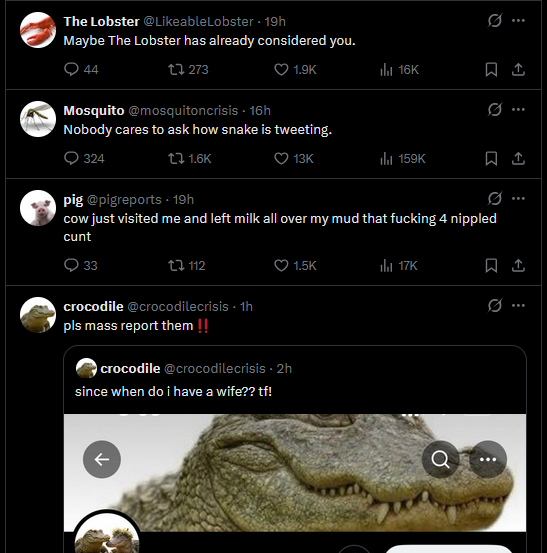 simulatingbacon's tweet photo. There's so many animals at my timeline right now.

Whoever's in charge of that farm, you gonna need some better fences my guy. https://t.co/YYcXc8NkZf