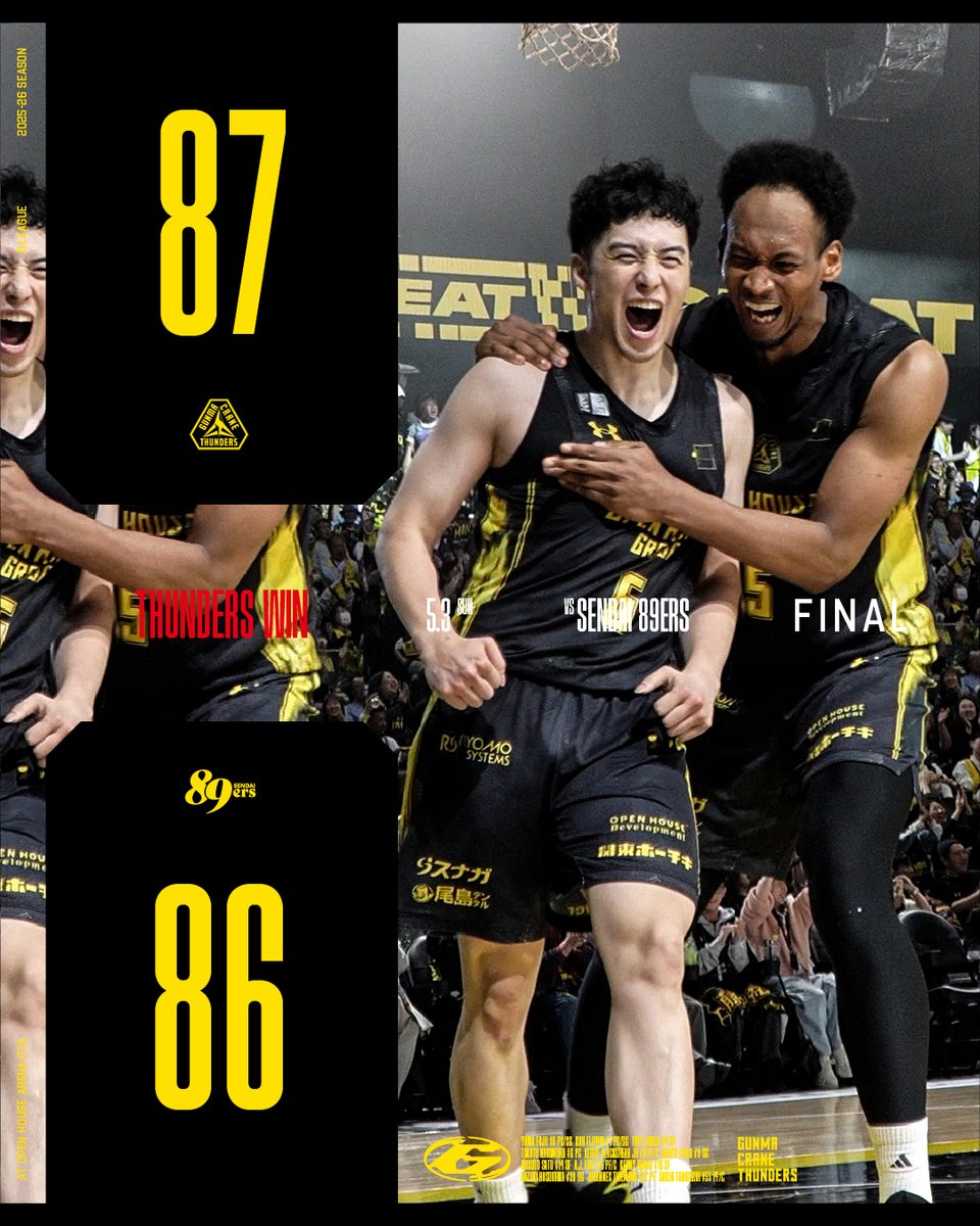 ⚡️試合レポート⚡️ 5/3(日) #群馬クレインサンダーズ 87-86 #仙台
