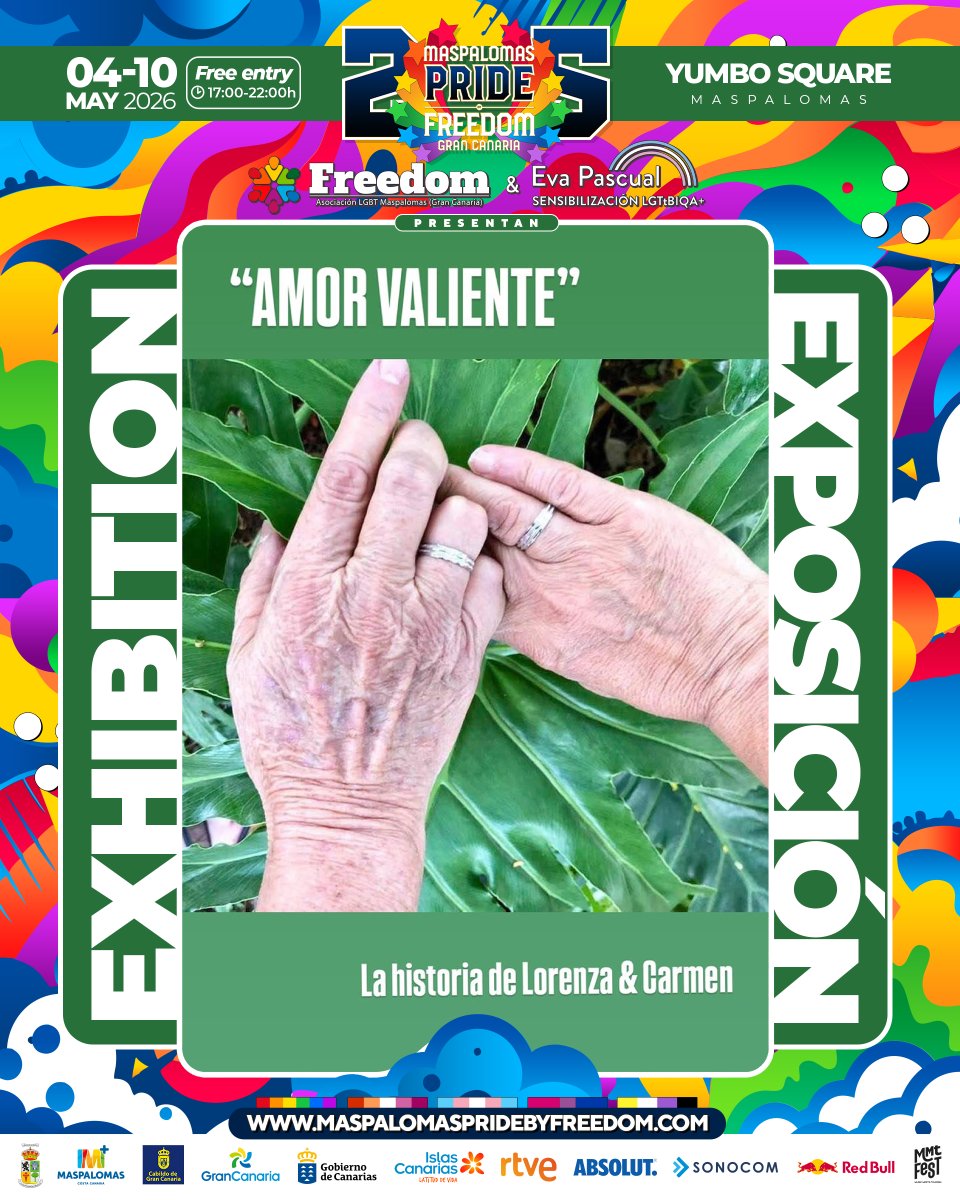 MaspaPride's tweet photo. Love has no age, it has courage! 🌈✨
We are thrilled to invite you to the opening of "AMOR VALIENTE" (Brave Love), a photographic exhibition that touches the heart. We travel back to the historic wedding day of Lorenza Machín and Carmen Cazorla in Agaete (2019)... https://t.co/XciumYI7bW