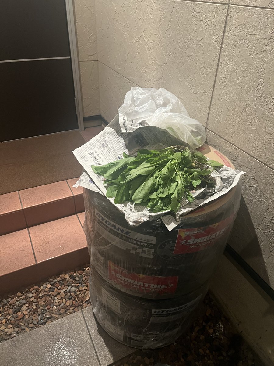 pikata30's tweet photo. 僕のタイヤが🥬 https://t.co/OPXURW01h9