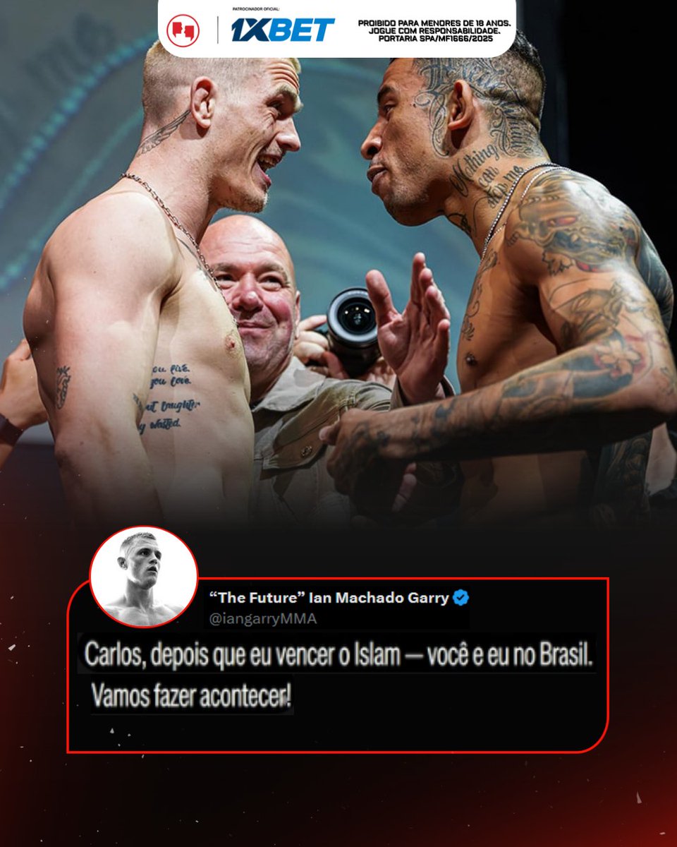 AgFight's tweet image. PLANOS TRAÇADOS 🔥

Após Carlos Prates nocautear Jack Della Maddalena, Ian Garry, algoz do paulista, reforçou desejo de novo confronto contra o brasileiro.
E, dessa vez, com o título em jogo e no Brasil!

#UFC #MMA #IanGarry #CarlosPrates