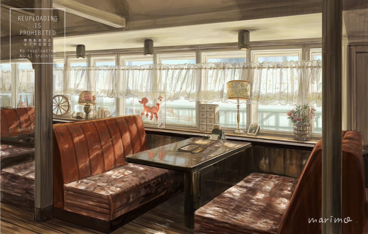 marimott22's tweet image. 陽だまりの店内。
#風景画 #Photoshop