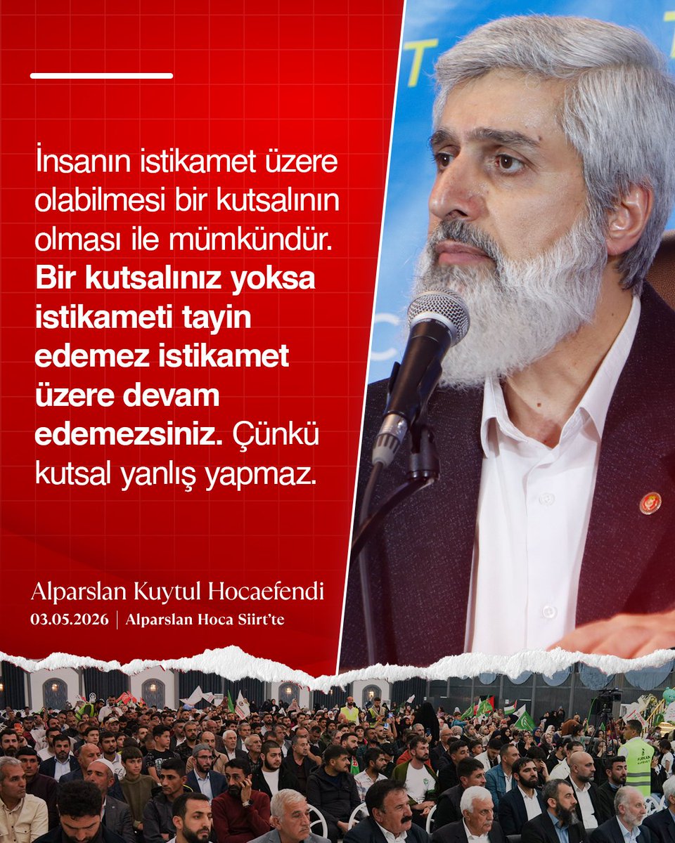 İnsanın istikamet üzere olabilmesi bir kutsalının olması ile mümkündür. Bir kutsalınız yoksa istikameti tayin edemez istikamet üzere devam edemezsiniz. Çünkü kutsal yanlış yapmaz.

AlparslanHoca Siirtte
#FurkanKonferansları