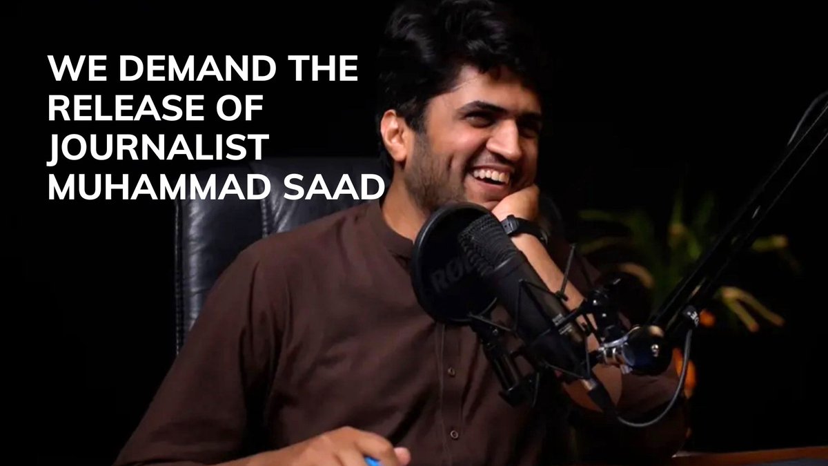 Kawaakibi's tweet photo. This week, our colleague Muhammad Saad was abducted from his Lahore home without warrant. Spurious terror charges have been brought against him. We demand his immediate release. https://t.co/npZXFazNa5